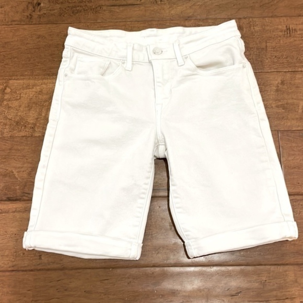 Levi’s Strauss White Denim Rolled Bermuda Shorts